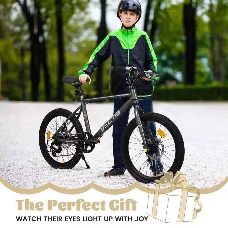 Okak Bici per Bambini 20 pollici con 7 velocità e telaio in acciaio, Bici per Bambini con doppi freni a disco e pneumatici da 1.75 pollici, Bici Cruiser per Bambini e Bambine