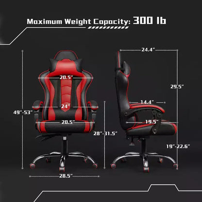Yaheetech Sedia Gaming Ergonomica in Pelle PU con Braccioli Imbottiti, Sedia da Ufficio Direzionale per Computer