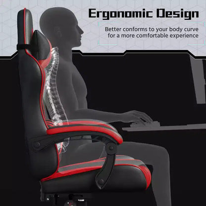 Yaheetech Sedia Gaming Ergonomica in Pelle PU con Braccioli Imbottiti, Sedia da Ufficio Direzionale per Computer