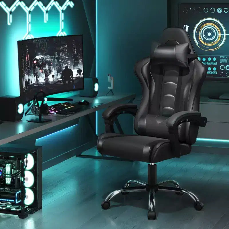 Yaheetech Sedia Gaming Ergonomica in Pelle PU con Braccioli Imbottiti, Sedia da Ufficio Direzionale per Computer