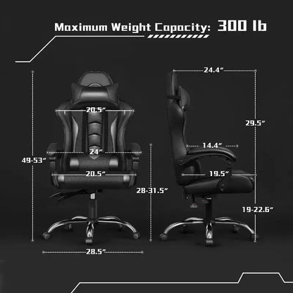 Yaheetech Sedia Gaming Ergonomica in Pelle PU con Braccioli Imbottiti, Sedia da Ufficio Direzionale per Computer