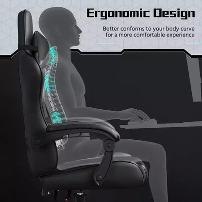 Yaheetech Sedia Gaming Ergonomica in Pelle PU con Braccioli Imbottiti, Sedia da Ufficio Direzionale per Computer