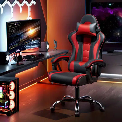 Yaheetech Sedia Gaming Ergonomica in Pelle PU con Braccioli Imbottiti, Sedia da Ufficio Direzionale per Computer