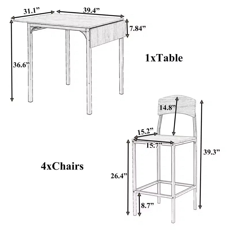 Okak Vintage Wood Extra Long Dining Table Set & Breakfast Nook Stools,Rectangular Dinette Set for Kitchen,Dining Room