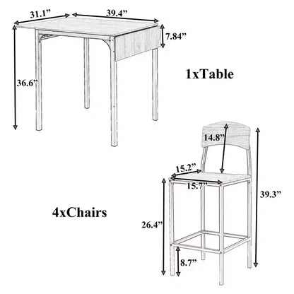 Okak Vintage Wood Extra Long Dining Table Set & Breakfast Nook Stools,Rectangular Dinette Set for Kitchen,Dining Room