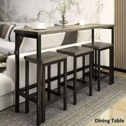 Okak Vintage Wood Extra Long Dining Table Set & Breakfast Nook Stools,Rectangular Dinette Set for Kitchen,Dining Room