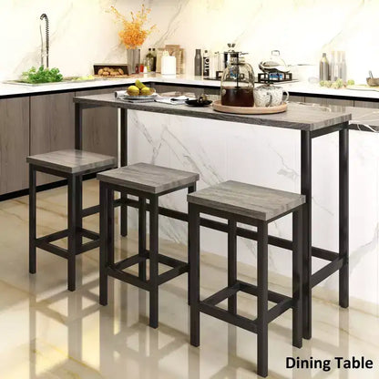 Okak Vintage Wood Extra Long Dining Table Set & Breakfast Nook Stools,Rectangular Dinette Set for Kitchen,Dining Room