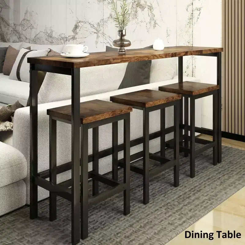 Okak Vintage Wood Extra Long Dining Table Set & Breakfast Nook Stools,Rectangular Dinette Set for Kitchen,Dining Room