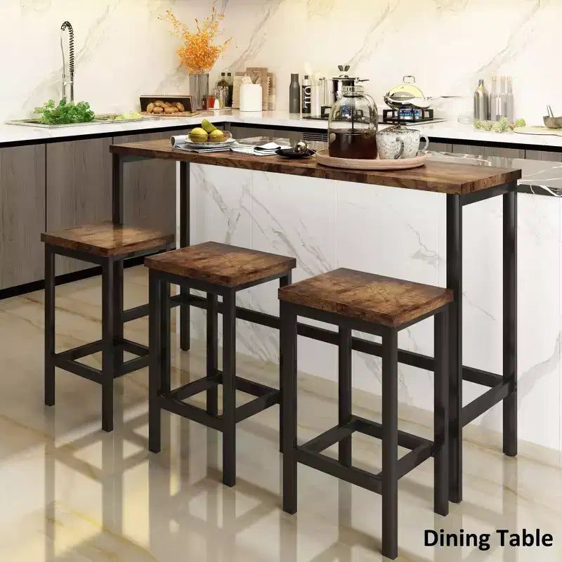 Okak Vintage Wood Extra Long Dining Table Set & Breakfast Nook Stools,Rectangular Dinette Set for Kitchen,Dining Room