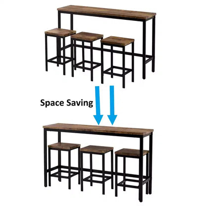 Okak Vintage Wood Extra Long Dining Table Set & Breakfast Nook Stools,Rectangular Dinette Set for Kitchen,Dining Room