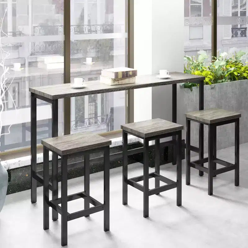 Okak Vintage Wood Extra Long Dining Table Set & Breakfast Nook Stools,Rectangular Dinette Set for Kitchen,Dining Room