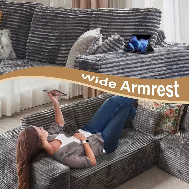 HOMLUX U-Shape Modular Sectional Sofa Couch, 27 Deep Seat Modern Minimalist Couches for Living Room, Style 5