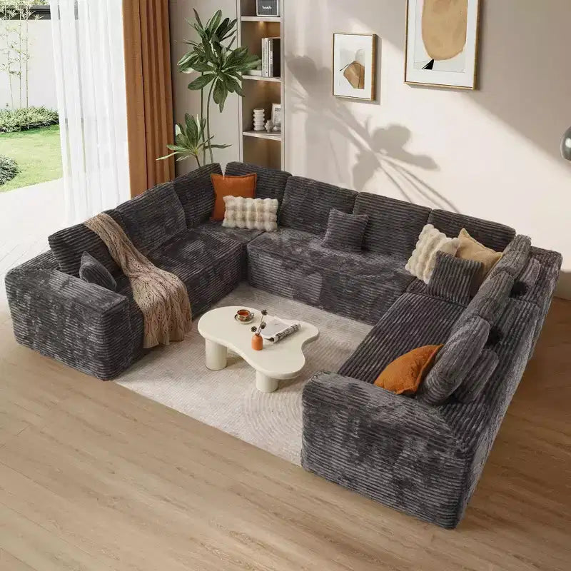 HOMLUX U-Shape Modular Sectional Sofa Couch, 27 Deep Seat Modern Minimalist Couches for Living Room, Style 5