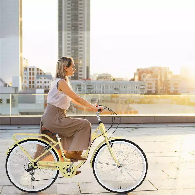 NAYSAYE 24 Beach Cruiser Bike for Women Ladies Bike 7 Speed Complete Cruiser Bikes with Dual V-Brake, Adult City Bike for Women, Men