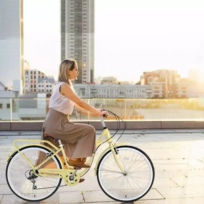 NAYSAYE 24 Beach Cruiser Bike for Women Ladies Bike 7 Speed Complete Cruiser Bikes with Dual V-Brake, Adult City Bike for Women, Men