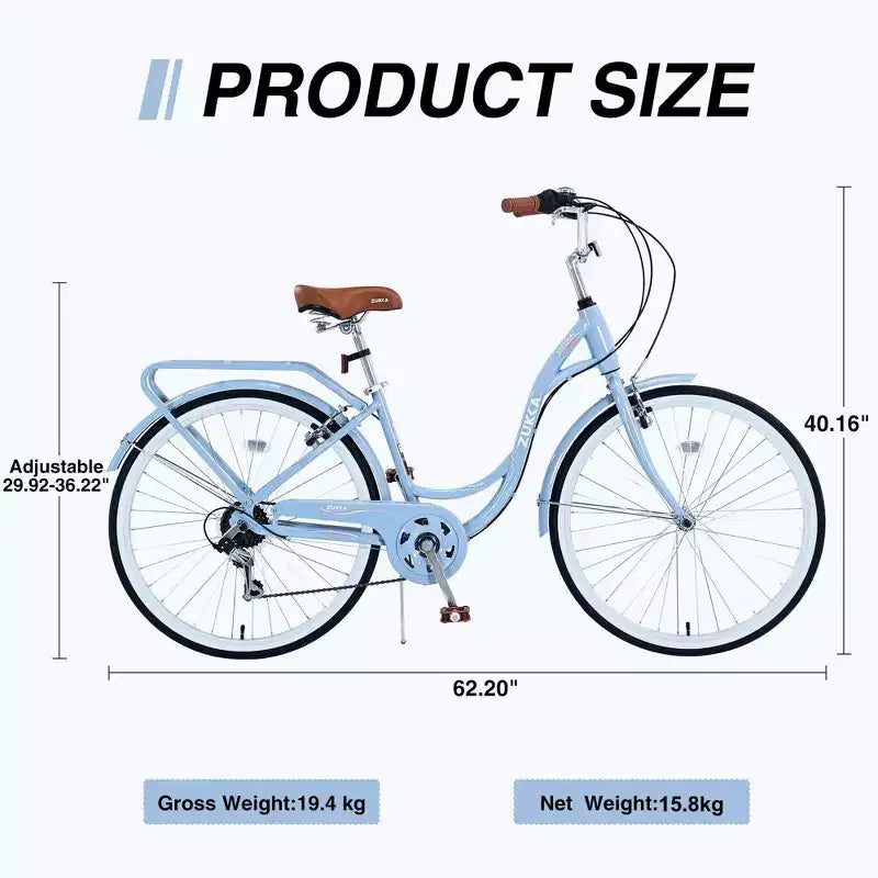NAYSAYE 24 Beach Cruiser Bike for Women Ladies Bike 7 Speed Complete Cruiser Bikes with Dual V-Brake, Adult City Bike for Women, Men