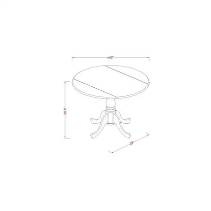Set da pranzo rotondo in legno massello spazzolato nero, 3 pezzi - 4 posti a sedere
