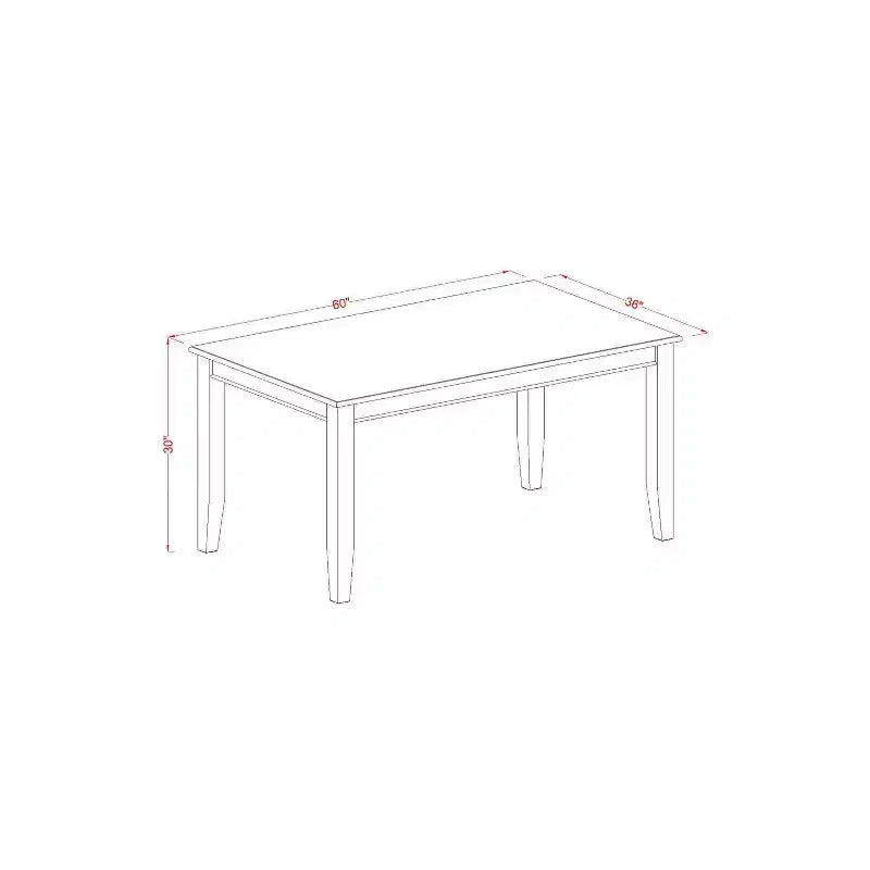 Set da pranzo a 5 pezzi in legno massello con finitura in mogano e piano imbottito rettangolare - 4 posti a sedere