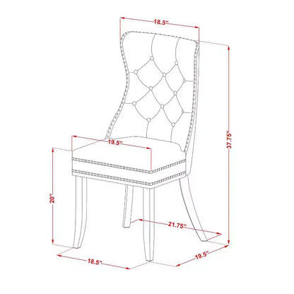 Set da pranzo a 5 pezzi in legno massello con finitura in mogano e piano imbottito rettangolare - 4 posti a sedere