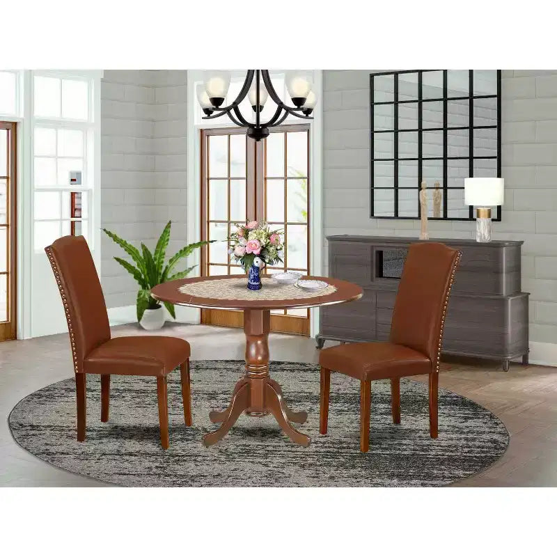 Set Tavolo da Cucina Rotondo - Tavolo Artigianale Costiero 3 pz con 2 Sedie - Tavolo da Pranzo da 42 Pollici