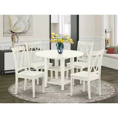 Set tavolo da pranzo rotondo 5 pezzi tavolo da 20-42 pollici con ante a ribalta e 4 sedie