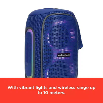 Altoparlante Bluetooth portatile RadioShack 30W IPX5 blu grigio con luci RGB con TWS per accoppiamento 4000mAh