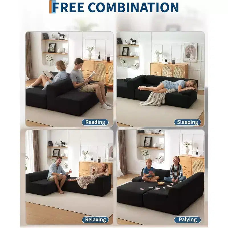 106 Cloud Sectional Couch with L-Shape Chaise, Modern Modular Deep Seat Sofa Couch, Oversized Sofa Sleeper for Living Room, No Assembly Required