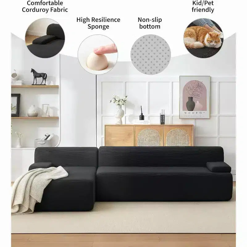 106 Cloud Sectional Couch with L-Shape Chaise, Modern Modular Deep Seat Sofa Couch, Oversized Sofa Sleeper for Living Room, No Assembly Required