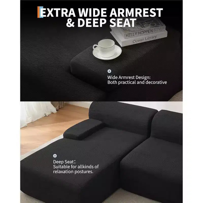 106 Cloud Sectional Couch with L-Shape Chaise, Modern Modular Deep Seat Sofa Couch, Oversized Sofa Sleeper for Living Room, No Assembly Required