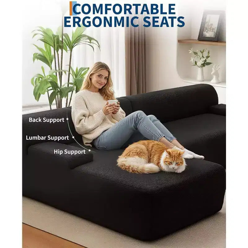 106 Cloud Sectional Couch with L-Shape Chaise, Modern Modular Deep Seat Sofa Couch, Oversized Sofa Sleeper for Living Room, No Assembly Required