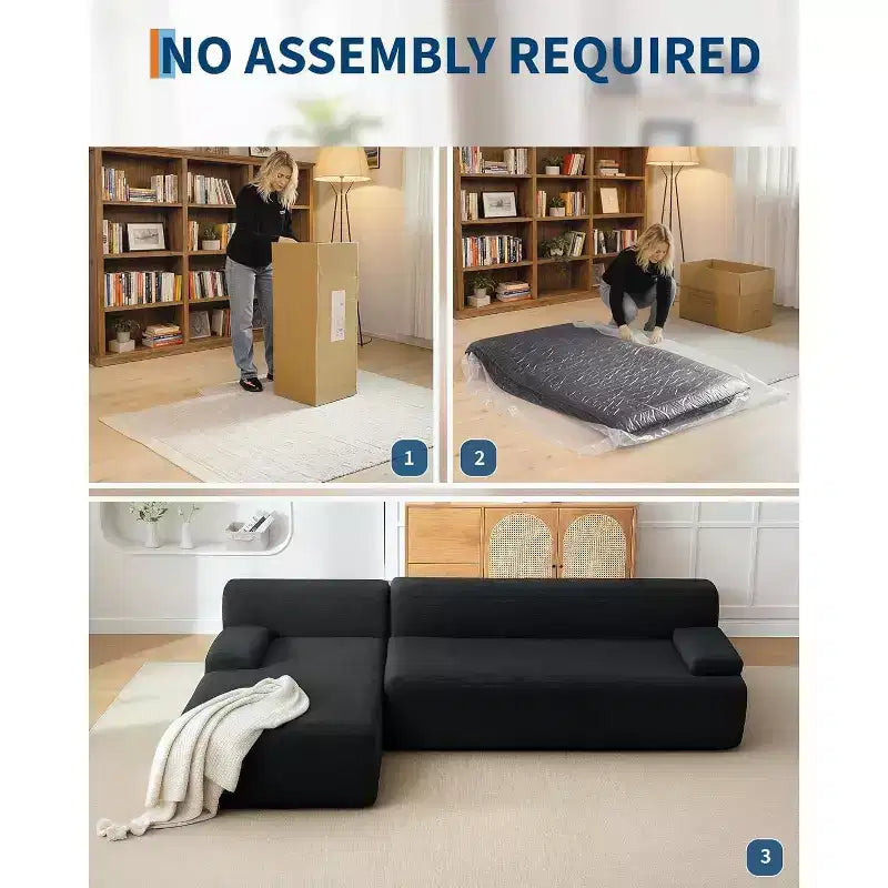 106 Cloud Sectional Couch with L-Shape Chaise, Modern Modular Deep Seat Sofa Couch, Oversized Sofa Sleeper for Living Room, No Assembly Required
