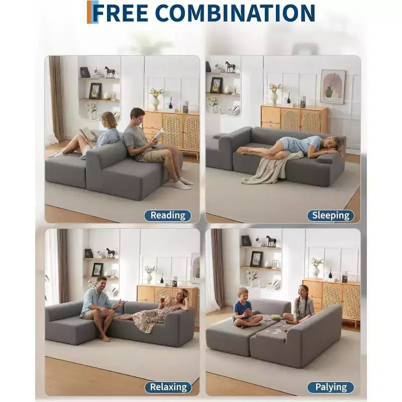 106 Cloud Sectional Couch with L-Shape Chaise, Modern Modular Deep Seat Sofa Couch, Oversized Sofa Sleeper for Living Room, No Assembly Required