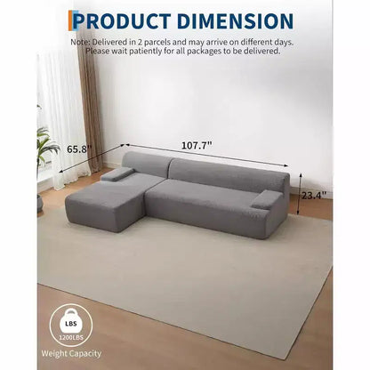 106 Cloud Sectional Couch with L-Shape Chaise, Modern Modular Deep Seat Sofa Couch, Oversized Sofa Sleeper for Living Room, No Assembly Required