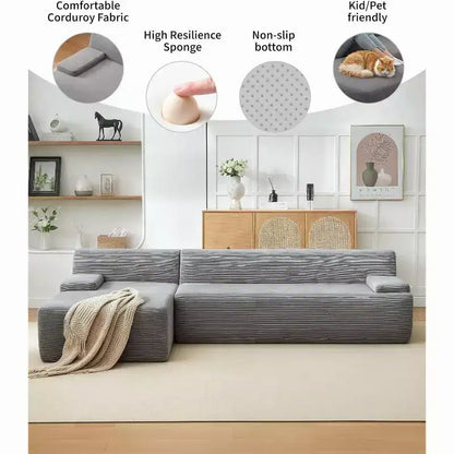 106 Cloud Sectional Couch with L-Shape Chaise, Modern Modular Deep Seat Sofa Couch, Oversized Sofa Sleeper for Living Room, No Assembly Required