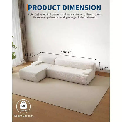 106 Cloud Sectional Couch with L-Shape Chaise, Modern Modular Deep Seat Sofa Couch, Oversized Sofa Sleeper for Living Room, No Assembly Required