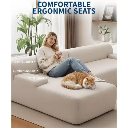 106 Cloud Sectional Couch with L-Shape Chaise, Modern Modular Deep Seat Sofa Couch, Oversized Sofa Sleeper for Living Room, No Assembly Required
