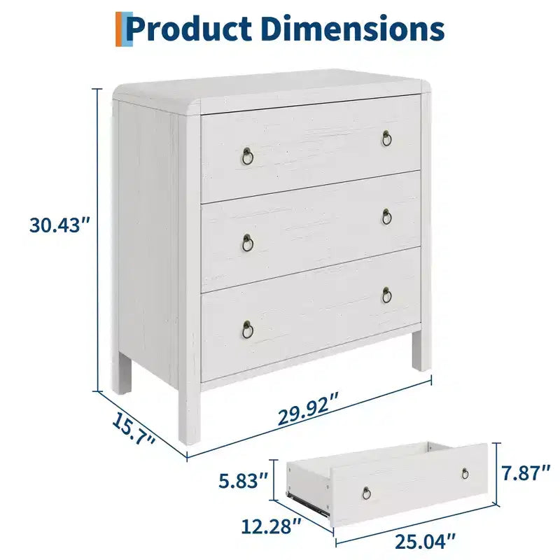 3 Drawer Dresser for Bedroom, Modern Closet Dressers Chest of Drawers, Wood Clothes Storage Dresser Chest for Living Room Hallway Closet
