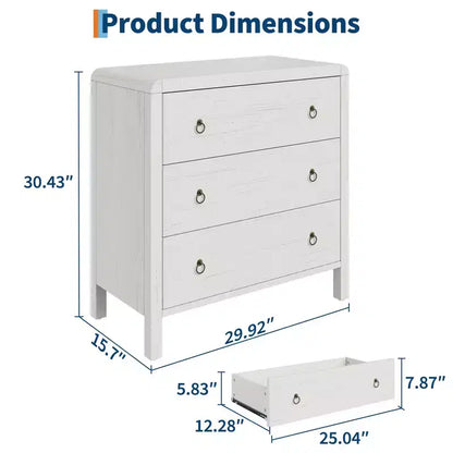 3 Drawer Dresser for Bedroom, Modern Closet Dressers Chest of Drawers, Wood Clothes Storage Dresser Chest for Living Room Hallway Closet