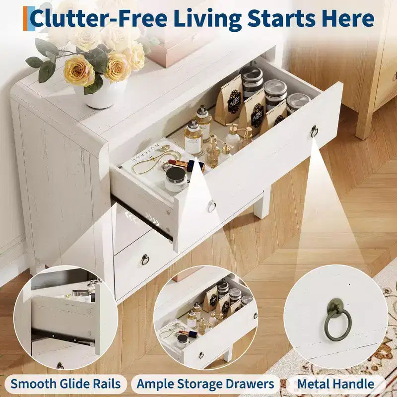 3 Drawer Dresser for Bedroom, Modern Closet Dressers Chest of Drawers, Wood Clothes Storage Dresser Chest for Living Room Hallway Closet