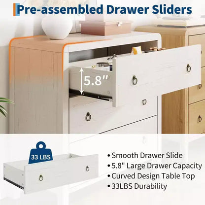 3 Drawer Dresser for Bedroom, Modern Closet Dressers Chest of Drawers, Wood Clothes Storage Dresser Chest for Living Room Hallway Closet