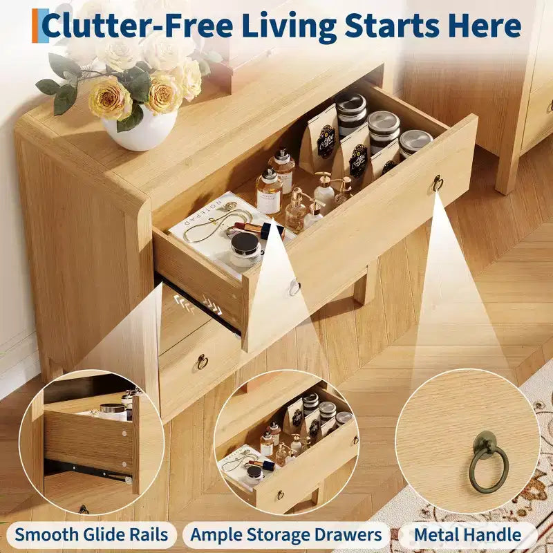 3 Drawer Dresser for Bedroom, Modern Closet Dressers Chest of Drawers, Wood Clothes Storage Dresser Chest for Living Room Hallway Closet
