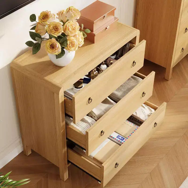 3 Drawer Dresser for Bedroom, Modern Closet Dressers Chest of Drawers, Wood Clothes Storage Dresser Chest for Living Room Hallway Closet