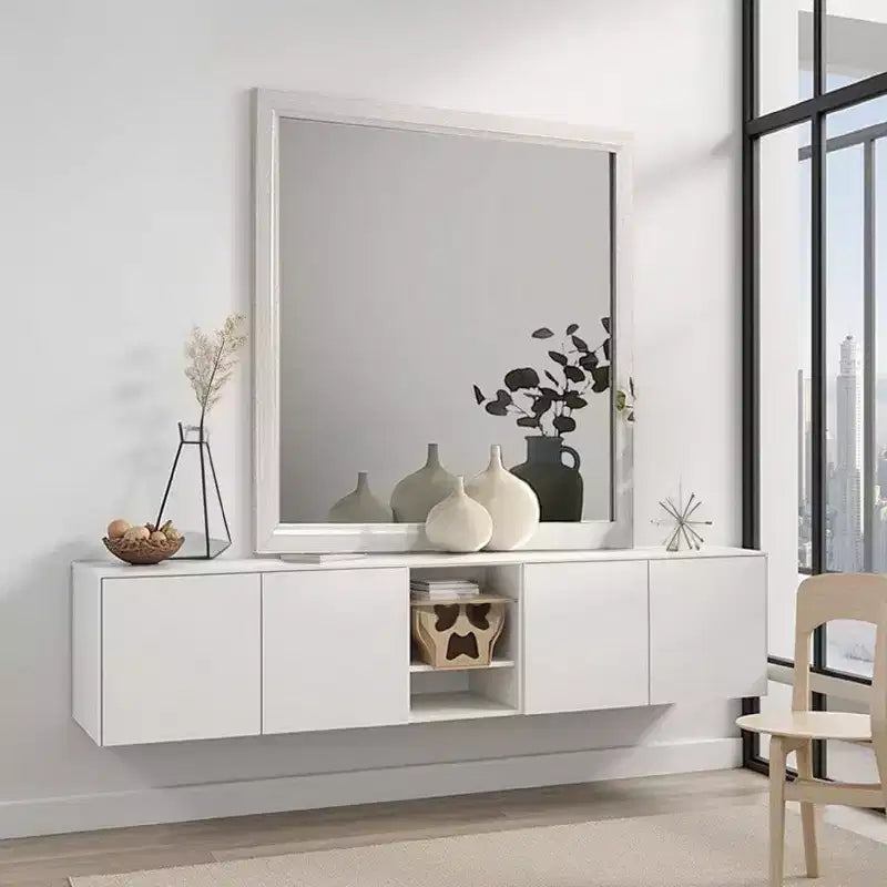Specchiera per Comò Royal Hampton, Cornice in Legno Bianco Stile Moderno, 39 Pollici