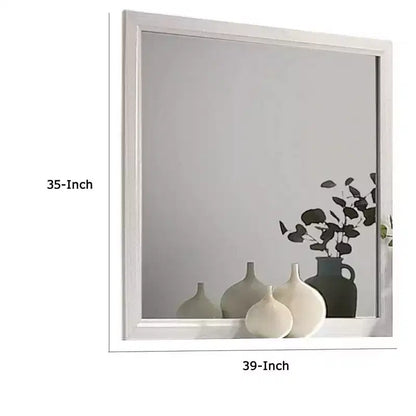 Specchiera per Comò Royal Hampton, Cornice in Legno Bianco Stile Moderno, 39 Pollici