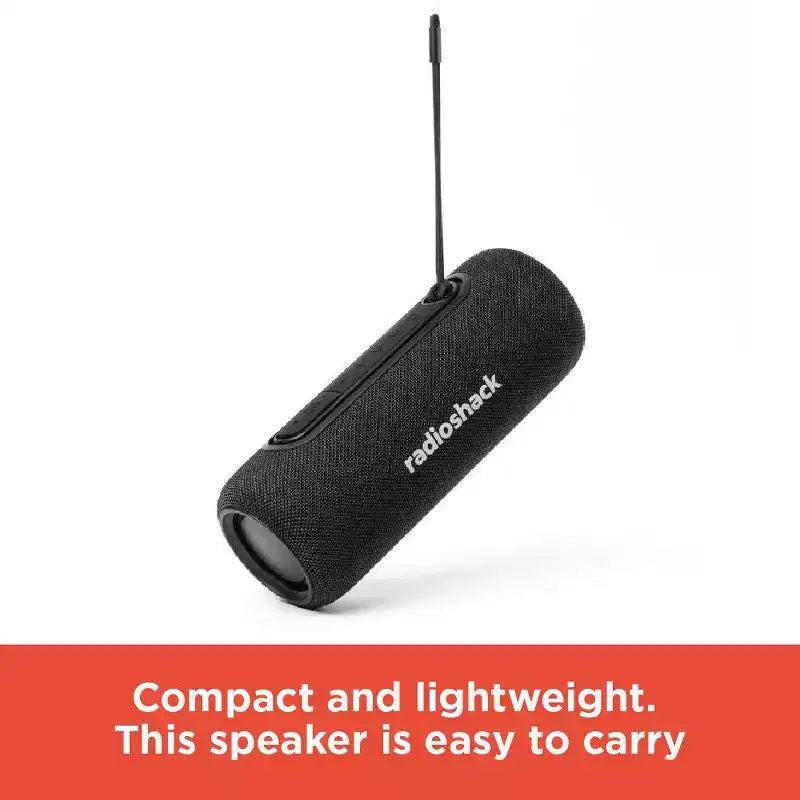 RadioShack Mini Bluetooth Outdoor Rugged Speaker 8W RGB Lights 1500mAh With TWS For Pairing and FM Radio Black