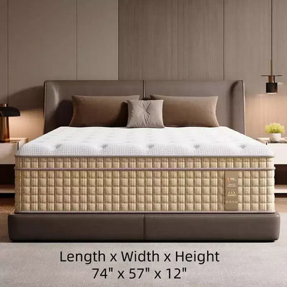 Whisen 14 Materasso ibrido Queen, Materasso con isolamento dal movimento, Materasso in memory foam, Materasso a molle insacchettate