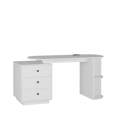 GDFStudio Eamon Scrivania Moderna con Cassetti, Ripiani Aperti, Prese CA e Porte di Ricarica USB