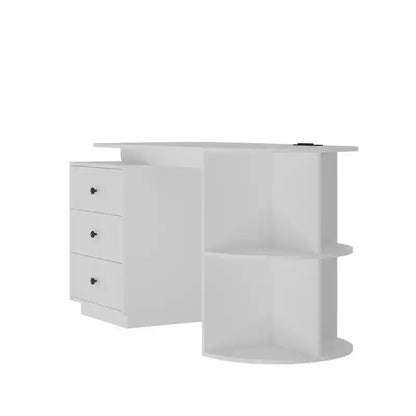 GDFStudio Eamon Scrivania Moderna con Cassetti, Ripiani Aperti, Prese CA e Porte di Ricarica USB