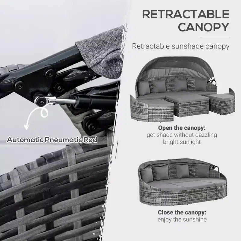 Convertible Rattan Daybed Sectional