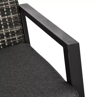 4 Piece Patio Furniture Set, 2 PE Wicker Chairs, Loveseat Sofa, Outdoor Coffee Table, Soft Cushions, Couch & Armchairs for Backyard, Garden